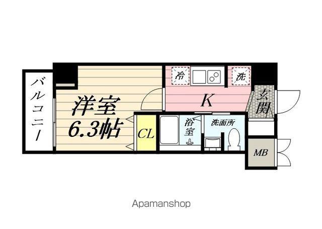 エルプレイス新子安2(1K/3階)の間取り写真