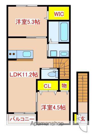 セラディール野口西(2LDK/2階)の間取り写真