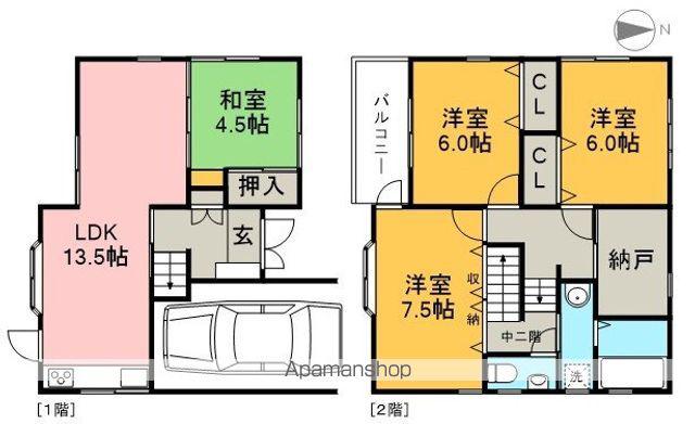 土讃線 薊野駅 徒歩9分 2階建 築26年(4SLDK)の間取り写真