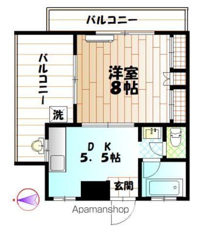 橋爪マロンハイツ(1DK/3階)の間取り写真