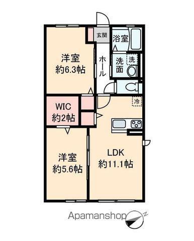 サジェス ロアンテーヌ新習志野(2LDK/2階)の間取り写真