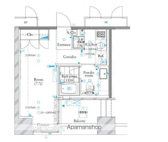 ザ・タワー芝浦(1K/3階)の間取り写真