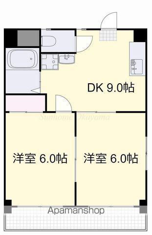 スカイハイツ富第2(2DK/4階)の間取り写真