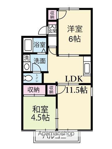 コスモスⅠ(2LDK/2階)の間取り写真