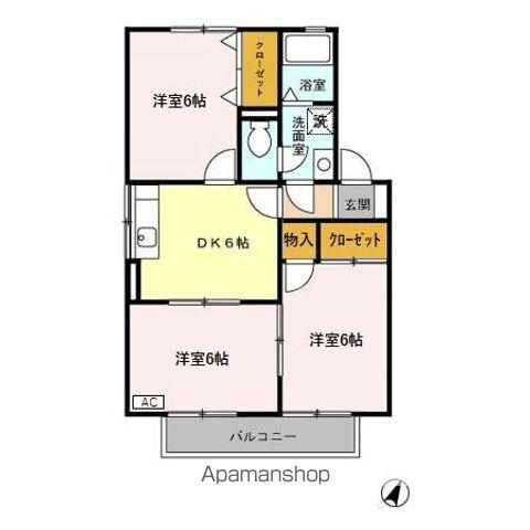 フォーシーズンA棟(3DK/2階)の間取り写真