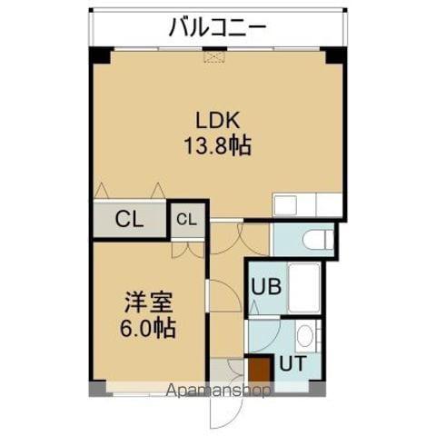 ロイヤルシティ参番館 若松町(1LDK/9階)の間取り写真