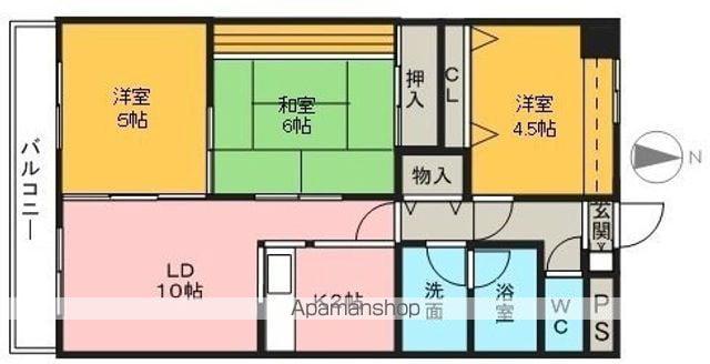 グランツ杉山Ⅲ(3LDK/4階)の間取り写真