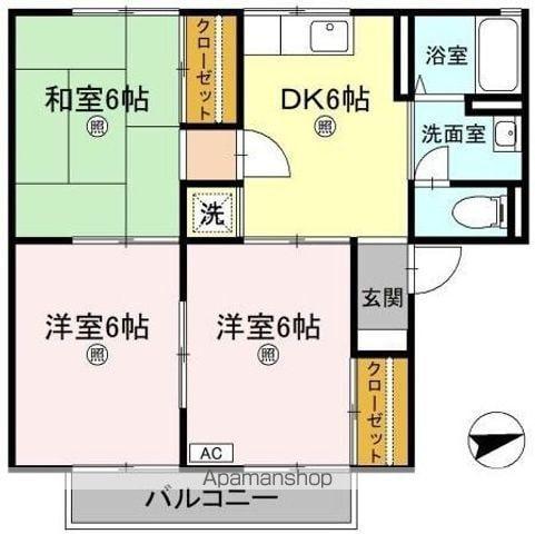 セジュールかもべ(3DK/1階)の間取り写真