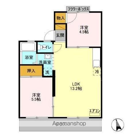 ハイム南流山A(2LDK/1階)の間取り写真