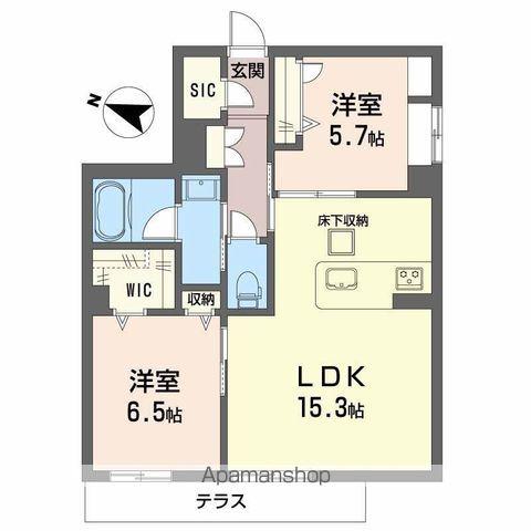 シャーメゾン アクシス(2LDK/1階)の間取り写真