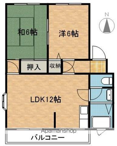 サンライフ桔梗AB(2LDK/2階)の間取り写真