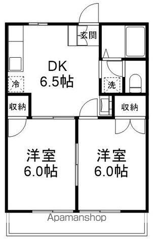 シルクTUKASAⅡ(2DK/2階)の間取り写真