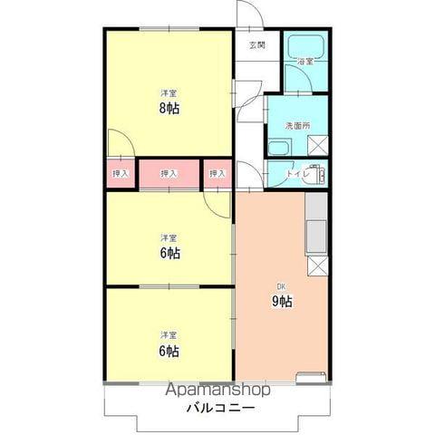 藤塚ハイツ(3DK/4階)の間取り写真