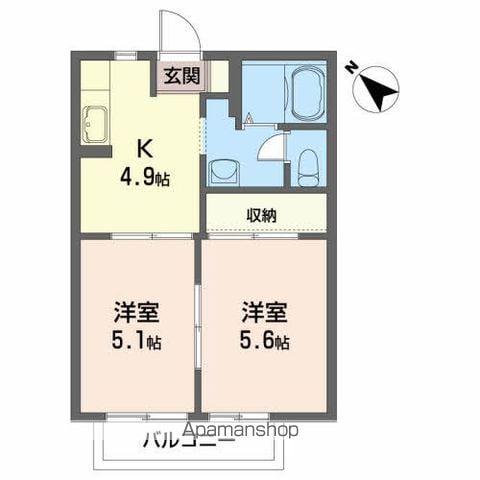 ブライトハウス七海C(2K/1階)の間取り写真