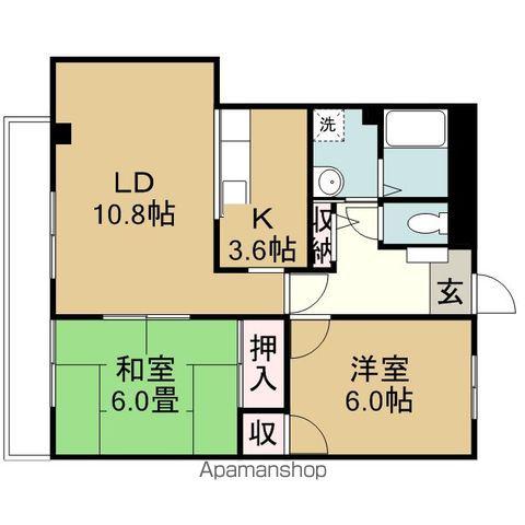 フォブール山方(2LDK/2階)の間取り写真