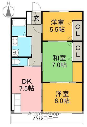 SINAJYURIME GREEN(3DK/1階)の間取り写真