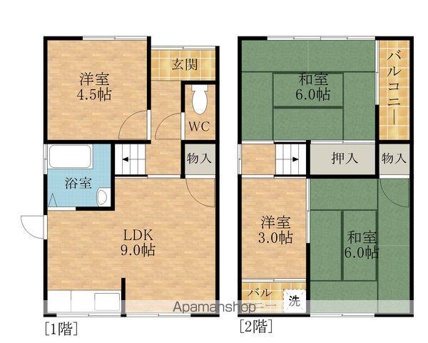 南海電鉄南海本線 春木駅 徒歩7分 2階建 築51年(4LDK)の間取り写真
