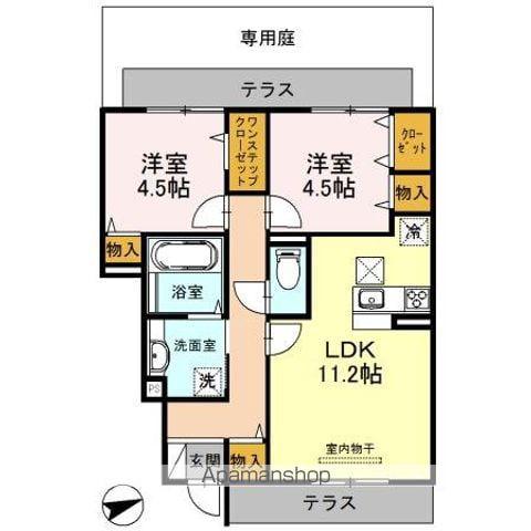 リヤン永井(2LDK/1階)の間取り写真