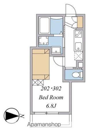 ウィンドテラス柏(1K/2階)の間取り写真