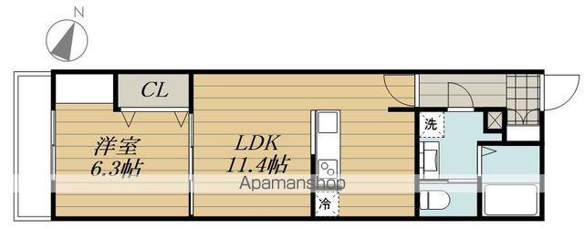 MELDIA福生Ⅲ(1DK/2階)の間取り写真