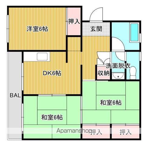 多佳寿マンション(3DK/4階)の間取り写真