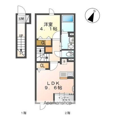 ティエラ・セゾン(1LDK/2階)の間取り写真