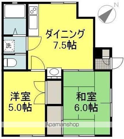 ルーミー赤坂台1号館(2DK/2階)の間取り写真