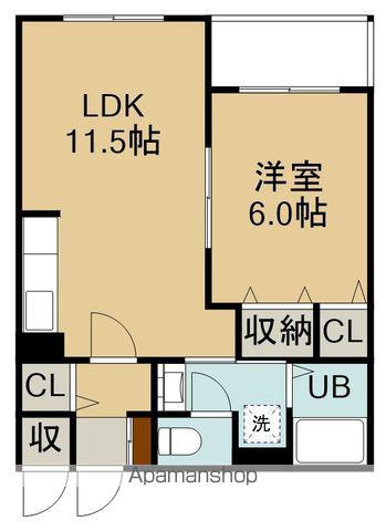 ラ・クレⅠ(1LDK/4階)の間取り写真