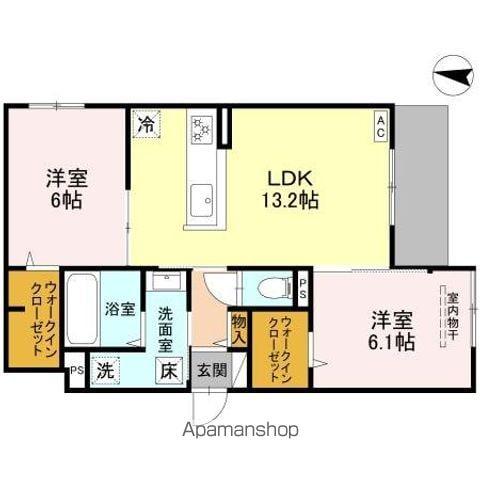 LIBERTY ISLAND(2LDK/1階)の間取り写真