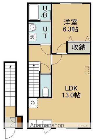 アスティ鳴川Ⅱ(1LDK/2階)の間取り写真