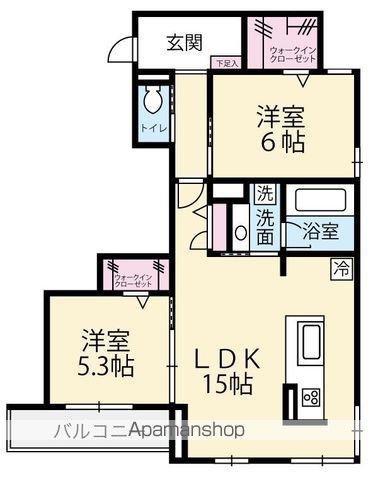 GRADIENCE B(2LDK/2階)の間取り写真