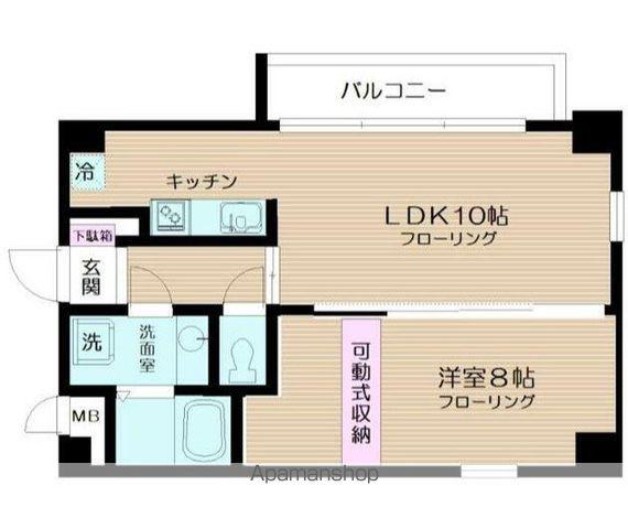 フォレスト千駄ヶ谷(1LDK/4階)の間取り写真