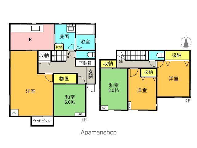 両毛線 富田駅(栃木) 徒歩24分 2階建 築34年(5K)の間取り写真