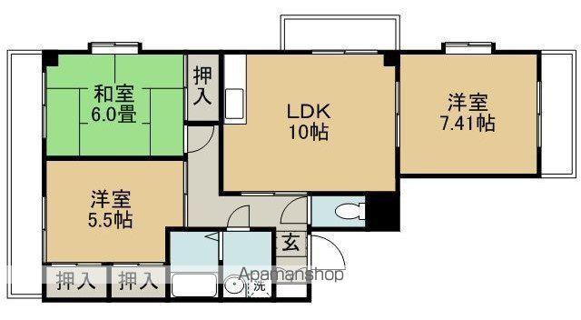 サン・ヴェール小泉(3LDK/4階)の間取り写真