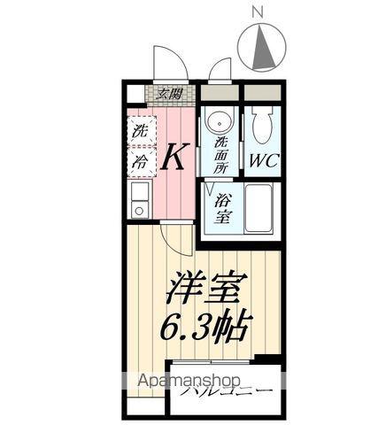 CALME YATSUKA(1K/2階)の間取り写真