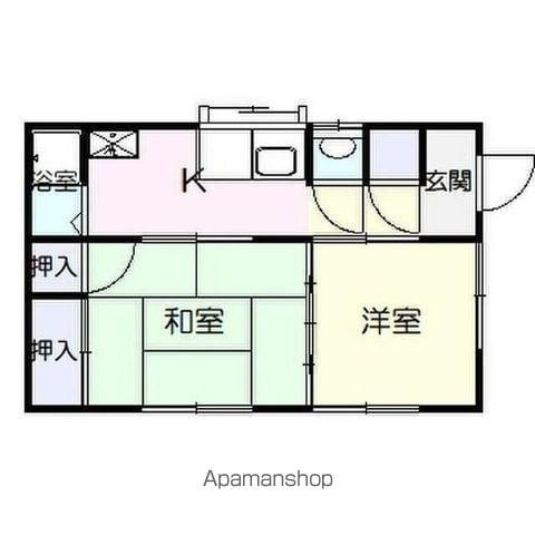 東海道本線 平塚駅 バス乗車時間:15分 桜ヶ丘バス停で下車 徒歩4分 1階建 築52年(2K)の間取り写真