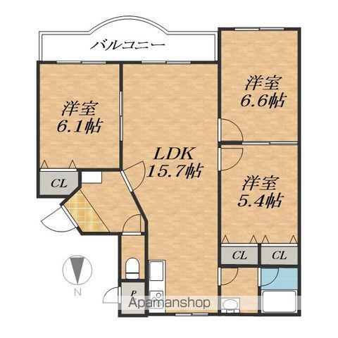 クレセール(3LDK/1階)の間取り写真