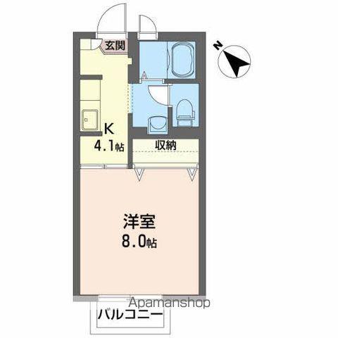 リバティーハイツ(1K/2階)の間取り写真