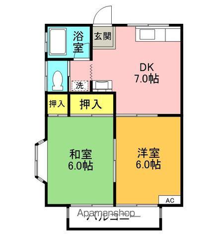 ドミールノグチ(2DK/2階)の間取り写真