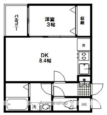 メゾン・ド・ショコラ(1DK/4階)の間取り写真