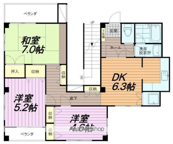 氷川台レジデンス(3DK/2階)の間取り写真