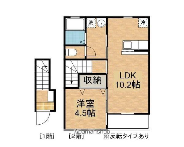 ソラールA棟(1LDK/2階)の間取り写真