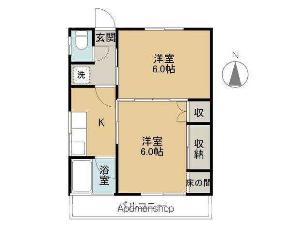 南風荘(2K/2階)の間取り写真