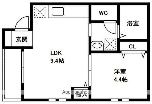 道場北2丁目シンチクAP(1LDK/1階)の間取り写真