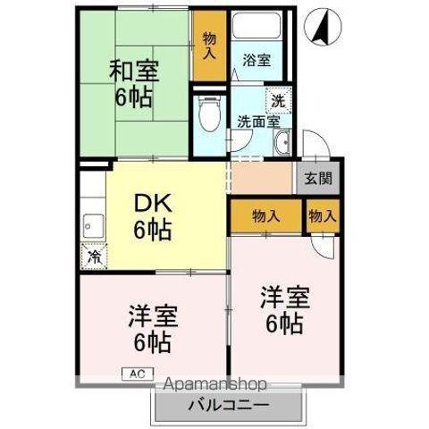 グリーンパーク佐伯 E棟(3DK/2階)の間取り写真