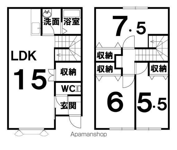 根室本線 西帯広駅 徒歩28分 2階建 築20年(3LDK)の間取り写真