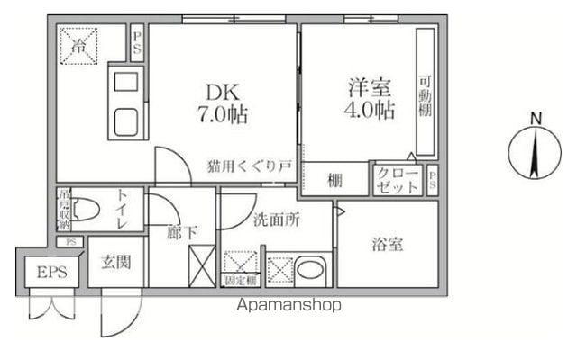ラヴィエール島&MEW(1DK/4階)の間取り写真