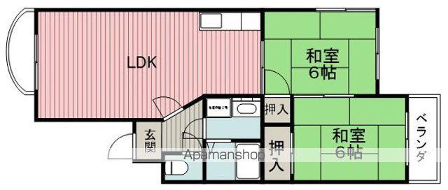 パープルコーポ(2DK/2階)の間取り写真