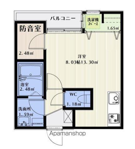 SKリデンテⅣ(ワンルーム/2階)の間取り写真