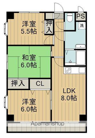 福富マンション加美平(3DK/4階)の間取り写真